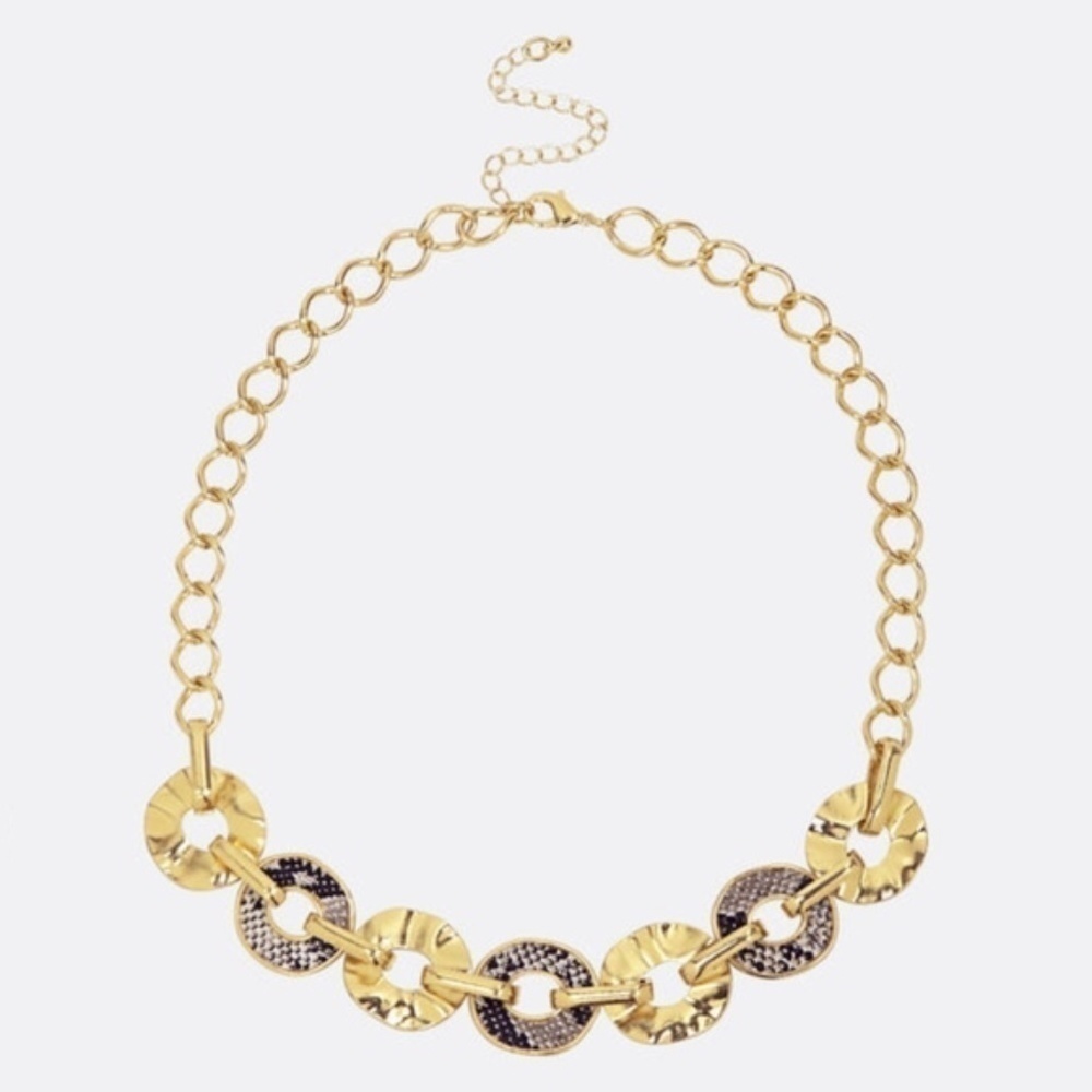 New Gold and Snakeskin Link Statement Necklace